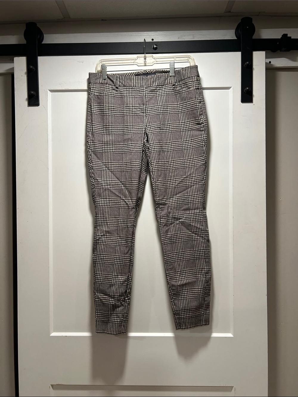The Limited Black and White Plaid Cropped Trousers